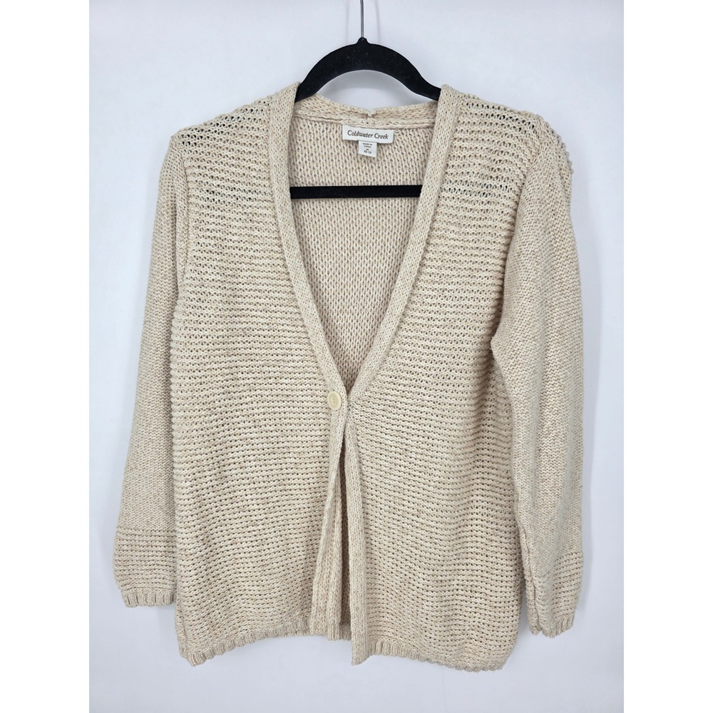 Coldwater Creek Oatmeal‎ Knit Cardigan Sweater Button Front Size Medium